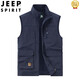 JEEP SPIRIT马甲男新款2025春秋夏薄款大码多口袋坎肩户外工装背心速干马夹男 677绿 M