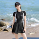 梵迪拉（F.DYRAA）游泳衣女款成人游泳馆显瘦温泉连衣裙式泳装三件套15051黑色 L