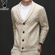 Playboy Cardigan Herren Winterjacke Männer vielseitiger dicker Nadelwolle Pullover vielseitiger gestrickter Pullover verdickter Männer Outerwear Faden schwarz 3xl 185