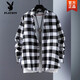 Playboy (Playboy) Schwarz-Weiß-Plaid-Shirt Männer koreanischer Stil Trend Frühling und Herbsthemd Lose Trendy Brand Casual Longleved Top Jacket Männer Sommer 6908 Red High Quality XL