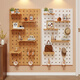Julihui solid wood hole board hanging board storage rack kindergarten display rack custom wooden wall panel entrance wall bookshelf 60x80 base plate wood grain color