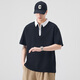 T-shirt à manches courtes en coton pour hommes, POLO polyvalent d'été à manches mi-longues, haut ample décontracté, noir XL