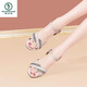 Woodpecker brand shoes leather shoes sandals for women thick heels 2025 summer new sexy fish-mouth high heels fairy style slimming women's shoes off white 35 standard size