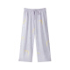 Drei Kanonen Frühling und Sommer dünne Pyjama-Hosen für Frauen 100% reine Baumwollhose mit mittlerer Hose, kariert mit Taschenkordelschnur, Wasserblau Mond-12041 m