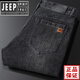 JEEP SPIRIT Jeep Spirit Jeans Men's Spring and Autumn Loose Straight Large Size Pants Thin Mid-High Waist Long Pants Middle-aged Men S679# Black - Thick 36 (2.77ft Waist)