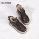 达芙妮雪地靴女鞋2025新款秋冬大棉鞋加绒加厚保暖厚底休闲运动老爹鞋女 咖色 【5.0CM】 37