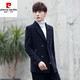 皮尔卡丹（pierre cardin）男装风衣短款秋冬季加厚修身潮流羊毛呢外套男英伦风羊毛大衣 深蓝色 M 建议95-115斤
