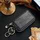 Mutuo Herren Auto Schlüsselbeutel Business Genauer Leder Textur Zipper Universal große Kapazität kreativer Taille hängen Multifunktionsschlüsselbeutel Doppelschicht Reißverschluss-Dark Kaffee