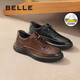 Belle Thick-soled Casual Leather Shoes Men's Autumn and Winter Comfortable Genuine Leather Business Shoes Sports Shoes Plus Velvet A1685DM4 Pre-sale Black - Single Liner 40 (250mm)