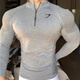 PAIJISHA Shark Pattern Fitness Clothing Autumn and Winter New Fitness Men's Thin Casual Sports Top Shark Seamless Slim Elastic Gray 140-160Jin Jin equals 0.5kg L
