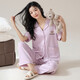 2025 Nouveau pyjamas en coton pur pour les femmes SUIT CARTIGANT CARTIGAN CARTANT MIGIN SUMME CARTOON CONCUTER SAISON COSTERS 9734 Purple XL [120-140JIN [Jin est égal à 0,5 kg]]]