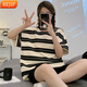 REJIP女夏短袖睡衣2025年新款可外穿胖mm大码200斤可爱网红家居服套装 684 5XL