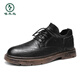 Woodpecker Casual Lederschuhe Britische Business Formale Wear Herrenschuhe 2025 Frühlings- und Herbst neuer trendiger vielseitiger Retro -Socken echte Leder -Freizeitschuhe Schwarz (9920) 39