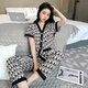 Pyjamas de magasin en yilin léger pour les femmes en été pantalon à manches courtes à manches courtes de climatisation style graisse plus grande taille de glace noire vêtements de maison courte 867 # lettre noire m (recommandée 80-100jin [Jin est égal à 0,5 kg]))