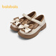 Balabala children's shoes, children's casual shoes, girls' spring and autumn fashion contrasting color bow princess shoes, British style leather shoes, off-white 10301 27 (foot length 16.3-16.7/inner length 17.7)
