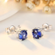 Shien sapphire earrings for women Japanese and Korean inlaid colored gemstone earrings sterling silver plated 18k gold fashion earrings tanzanite