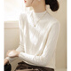 FSAT pleated half turtleneck white bottoming shirt for women in spring and autumn style with mid-collar textured knitted sweater long-sleeved top off-white L recommended 105-120 Jin Jin equals 0.5 kg