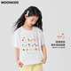 
moonkids girls short-sleeved t-shirt 2025 new children's summer cartoon printed tops girls fashionable summer clothes loose half-sleeved t 19018 white short-sleeved +15280 tender yellow 110 cm