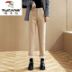 Woodpecker (TUCANO) plus velvet jeans for women wearing winter 2025 new straight wide-leg khaki cotton pants thickened cigarette pants for women khaki one buckle [plug plus velvet thickened] 13588 27 (96 to 105 Jin [Jin equals 0.5 kg])