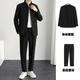La voz del traje de traje de hombres Chouzhizhongshan para un joven de soporte de soporte delgado de ajuste delgado de estilo chino Vestido de regalo de regalo de regalo chino + camisa negra + pantalones negros (cinturón de regalo) 3xl