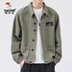 Woodpecker Jacket Men's Spring and Autumn 2025 New Shirt Lapel Autumn Men's Work Jacket Early Autumn Gown Top [Updated Version] K12806 Black M [Suggested 90-120Jin [Jin equals 0.5 kg]]