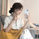 港莲娅冰丝睡衣女春秋款爱心新款家居服秋季女士感大码套装宽松夏季 高品质-f-9905短袖长裤 M  建议80-100斤