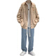 Traje de camisa a cuadros de manga larga de primavera y otoño VZVG para niños Hong Kong estilo guapo con jeans modernos de tres piezas SET A [3 piezas] 684 Camisa Caki + Long T + 5080 3xl