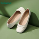 
Hot air shallow mouth single shoes for women 2025 spring new French square toe flat single shoes versatile outside Mary Zhen shoes women's shoes 05 red (shiny style) H07W25508 37