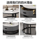 Bolatine all solid wood coffee table living room home slate light luxury tea table small apartment retractable round combination tea table high-end all solid wood black frame gray cabinet 70+50 snow mountain white