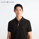 TOMMY HILFIGER breathable and comfortable spring and summer men's pique mesh contrast placket business casual short-sleeved T-shirt POLO obsidian black BDS M (recommended 135-150Jin Jin equals 0.5kg)