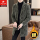 Pierre Cardin mid-length woolen coat for men in autumn and winter, cotton thickened suit collar, woolen windbreaker, gold mink velvet coat, 730 black, feel/counter quality 2XL 130-145Jin Jin equal to 0.5 kg, can be worn