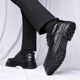 Zapatos de cuero portulese para hombres de negocios británicos para hombres zapatos casuales de negocios bajo zapatos de boda de la suela gruesa bajo 9929 Negro 39