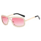 Ke Dun oval diamond plated sunglasses large frame personalized party sunglasses European and American fashion vacation trend women's sunglasses gold frame full gray as picture