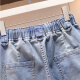 
Commander Bear High Waist Stretch Denim Cropped Pants Shorts for Women in Summer Loose Korean Style Slim Casual Harlem Breeches Light Blue Denim Shorts 9893# S