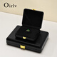 
Duobaoni light luxury jewelry box high-end leather jewelry display storage ring necklace earring box jewelry display gift box pendant/necklace box (black)-H15602