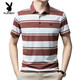 Playboy (Playboy) High-End-Sommer im mittleren Alter für Männer Polo Shirt Casual Daddy Outfit gestreiftes Business Ice Seide Atmungsfreie losen Revers 6636-Blue L L.
