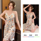 Adore Autumn and Summer 2026 New Sexy Nightgown Women's Summer Suspender Ice Silk Pajamas Ins Printed Pure Desire Pajamas Home Clothes White Background Small Yellow Flowers (325 Skirt) XL