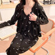 
S.SOFEA spring and summer women's pajamas three-piece set with chest pad lace long-sleeved home clothes for outdoor wear. Three-piece set WX13807 black (with chest pad) 170 M (80-100Jin [Jin equals 0.5 kg])