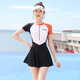 
MAYCAUR swimsuit women's conservative one-piece swimsuit 2025 new summer belly-covering and slimming hot spring large-size swimsuit 14130Z hidden blue M