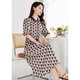 Ink Beauty Elegant and elegant silk stretch double Qiao retro short-sleeved mid-length skirt printed mulberry silk dress 9058 Chocolate M (90-115Jin Jin is equal to 0.5kg)
