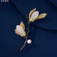 Jade Flower Brooch Women's Exquisite Corsage Pin New Trendy Suit Woolen Coat Two-Color Sweater Gift Magnolia Flower