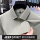 JEEP SPIRIT高档2025夏季新款桑蚕丝短袖t恤中年男士翻领POLO衫休闲上衣服 吉普品牌短袖15125岩灰绿 M 165/48【建议90-120斤】