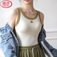 LangSha (LangSha) pure cotton with chest pad all-in-one color-blocking vest suspender, versatile summer women's inner wear and outer wear bottoming top, gray fixed one-piece cup L 110-140Jin Jin equals 0.5 kg