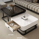 Yinhe light luxury coffee table living room home modern simple small apartment internet celebrity square glass slate coffee table TV cabinet combination black frame gray cabinet 60 gloss snow mountain white + 70 black glass square glossy slate