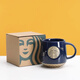 Starbucks classic black, red and white fish scale ceramic bronze mug, water cup, coffee cup, retro mermaid couple cup gift, blue single cup original box, free handbag