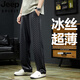 
JEEP SPIRIT Pants Men's Summer Thin 2025 New Ice Wire Sports Quick Dry Loose Wide Legs Straight-Legs Casual Pants 9905 Gray 4XL (Size 38)