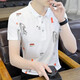 
Busen 2025 shirt, middle-aged and young clothes, casual pure cotton short-sleeved business polo men's summer shirt lapel large size body we7029 stripes white one size m