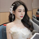 Olevo new flower bridal headdress fairy style edge clip tassel clip Korean fashion wedding dress wedding high-end hair accessories crystal transparent tassel clip set