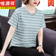T-shirt à manches courtes en coton pur Hengyuanxiang pour femmes, Vêtements d'été de grande taille 2025 Nouveaux t-shirts à cou de cou rond mince et polyvalent 688 # à manches courtes [bleu et rouge 5xl recommandé 175-200jin [Jin est égal à 0,5 kg]
