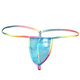 BUFFNY Men's Underwear One Rope Hot Mesh Breathable Mesh T-Pants Gradient Color Rainbow-edged Thong Yellow S